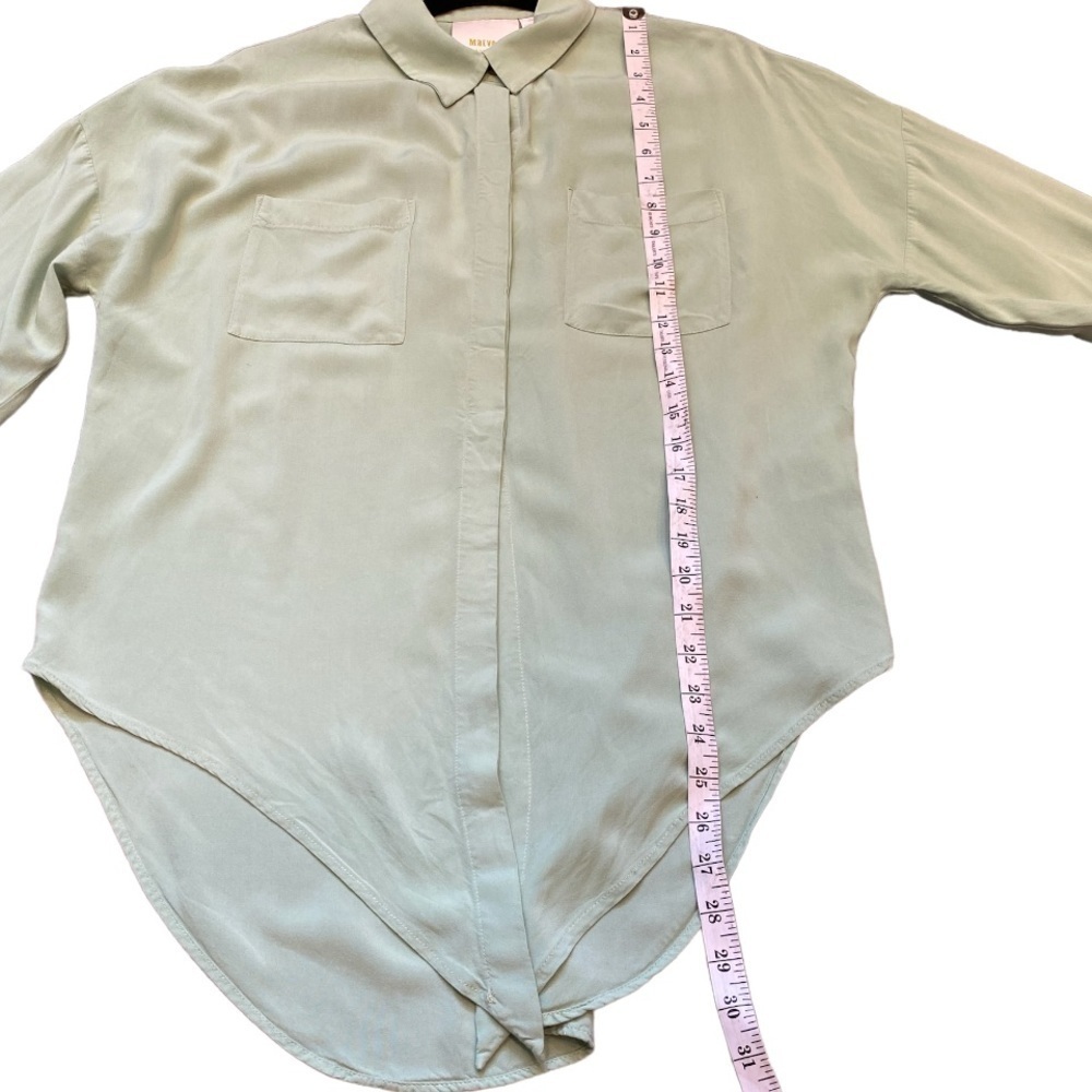 Anthropologie Maeve Seafoam Green Tie Button Down Shirt - Picture 6 of 9